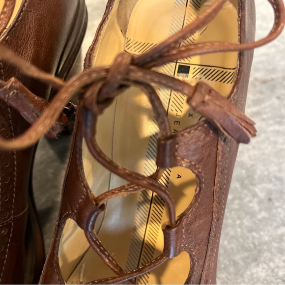 BCBG Lace-Up Baby Doll Block Heel Mary Jane Pumps in Rich Brown 7 1/2 - Picture 10 of 15